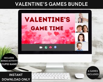 Virtual Valentine&#39;s Day Games Bundle: Online Party Pack (PDF/PPT)