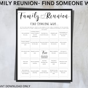 Family Reunion Game: Find Someone Who, Printable Activity (Instant Download)