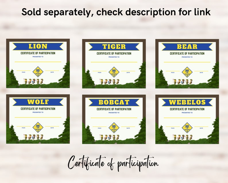 Cub Scouts Rank Achievement Award Printable for Kids Edit to - Etsy