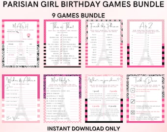 Parisian Birthday Party Games Bundle: 9 Fun Activities (Instant Download)