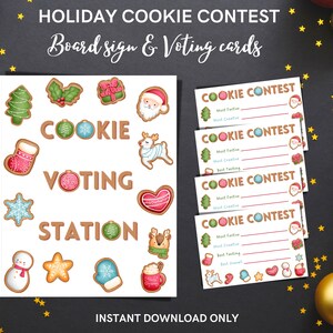 Troca de biscoitos ou concurso de troca de cartões de votação e placa de sinalização para diversão de Natal/atividade de feriado com a família/amigos/igreja - DOWNLOAD INSTANTÂNEO