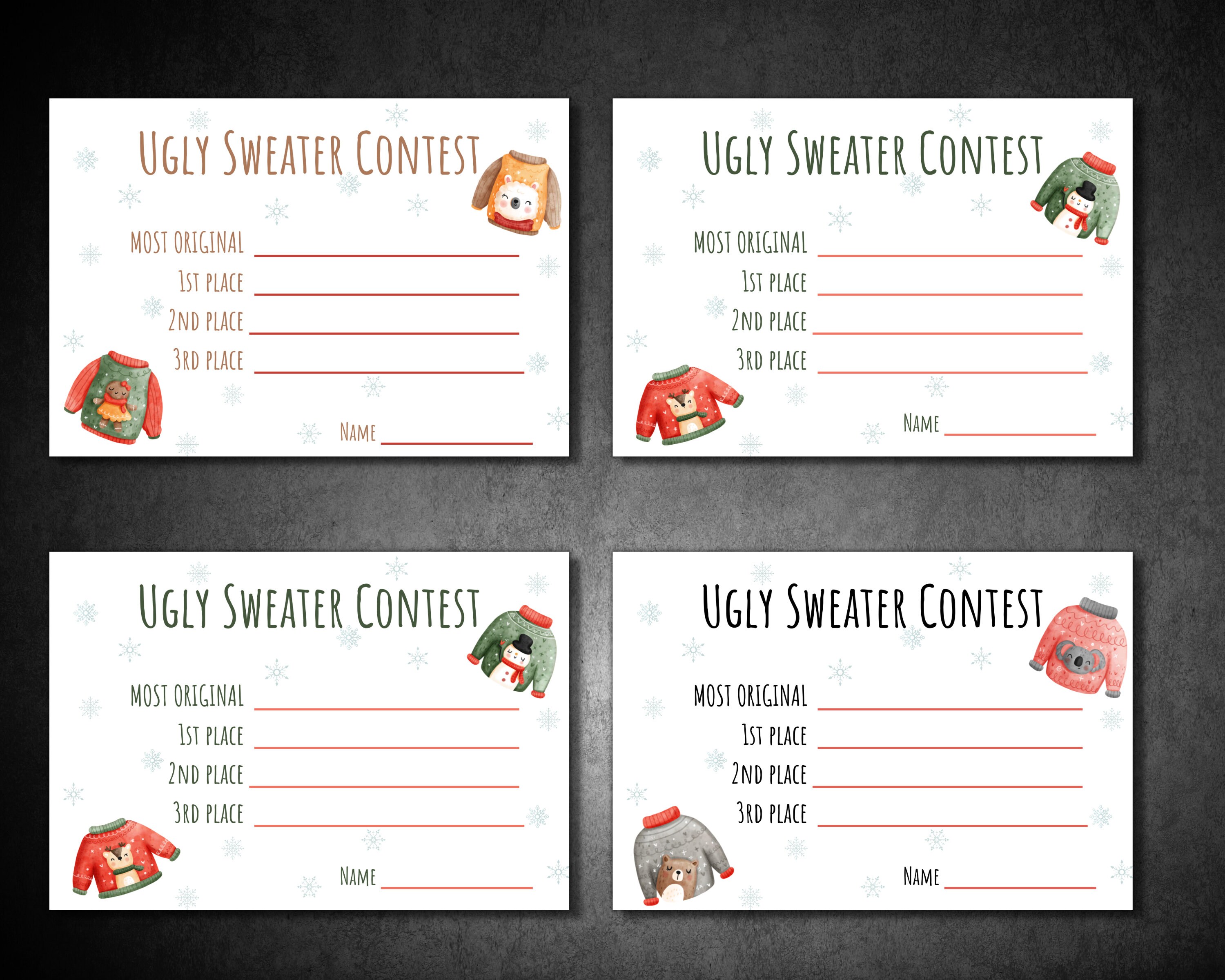 Ugly Sweater Contest Voting Cards and Sign (instant Download) - Etsy