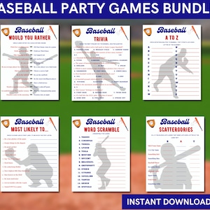 Baseball Party Games Bundle: Fun Team Activity (Instant Download)