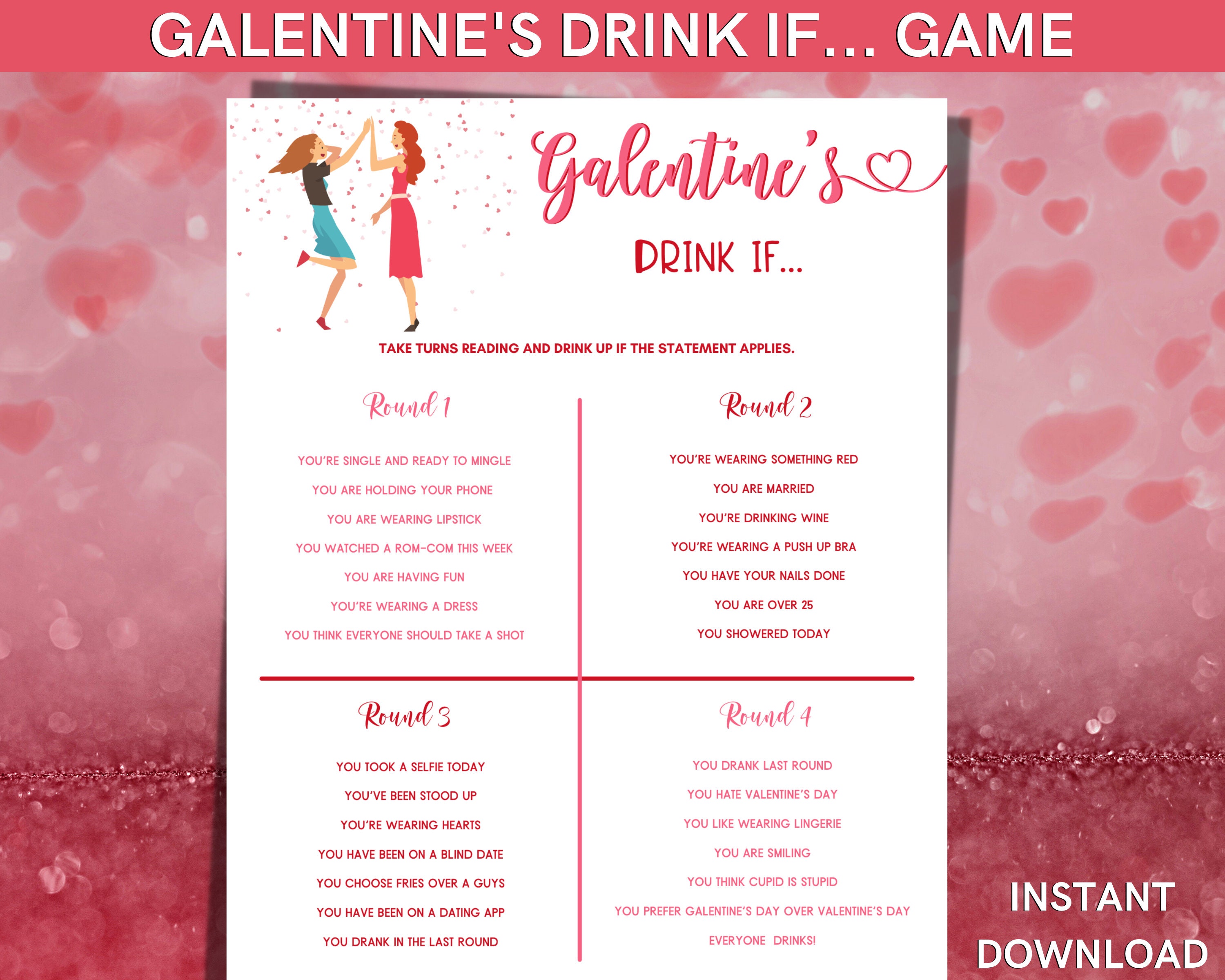 Galentine's Day Drink If Game: Fun Party Activity (Instant Download)
