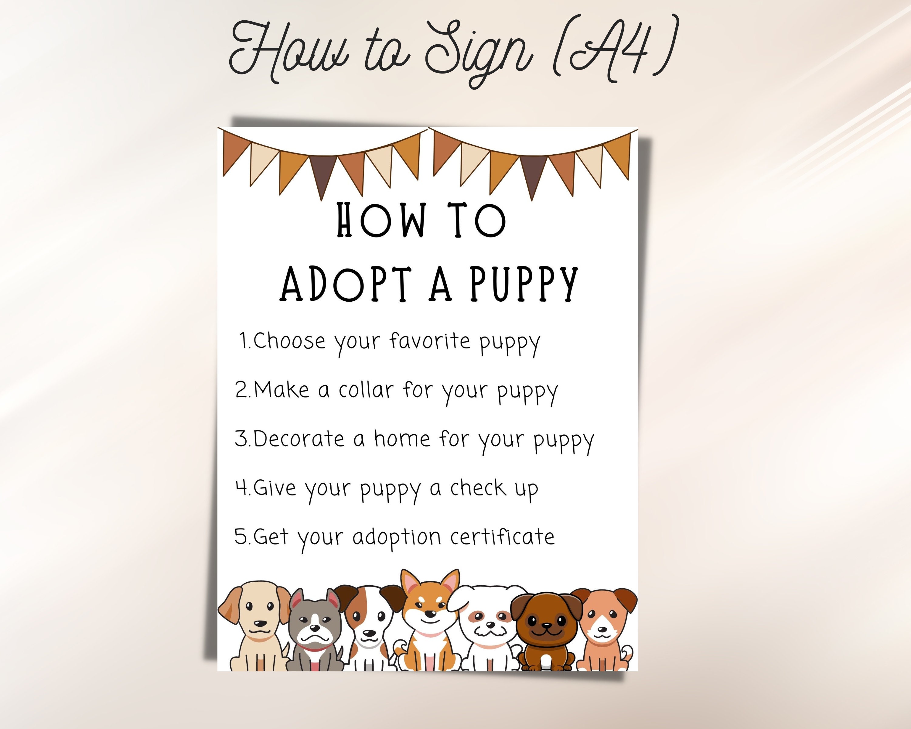 Puppy Adoption Party Signs: Pet Birthday Printables (instant Download ...