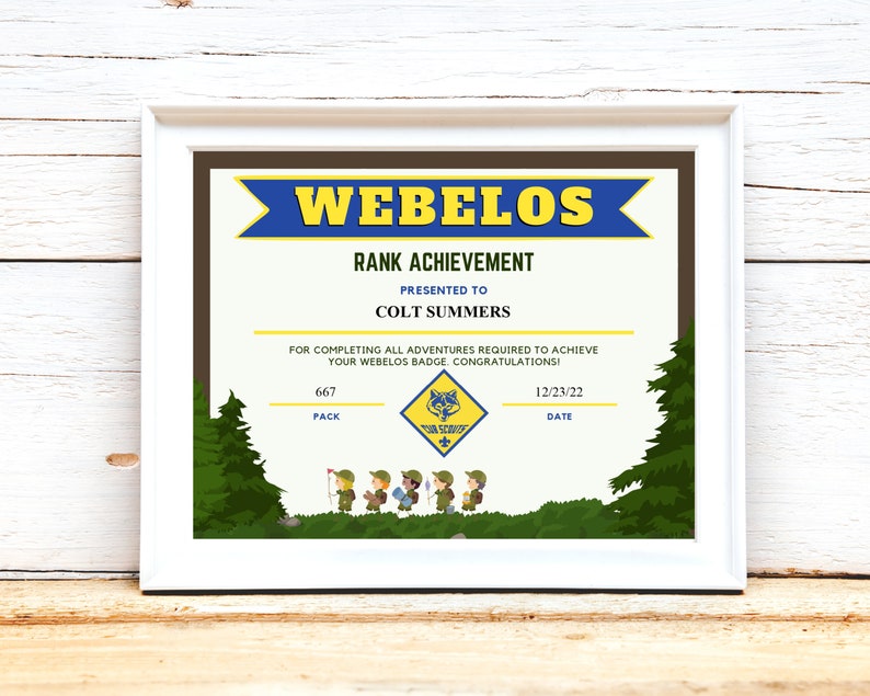 Cub Scouts Rank Achievement Award Printable for Kids Edit to Etsy