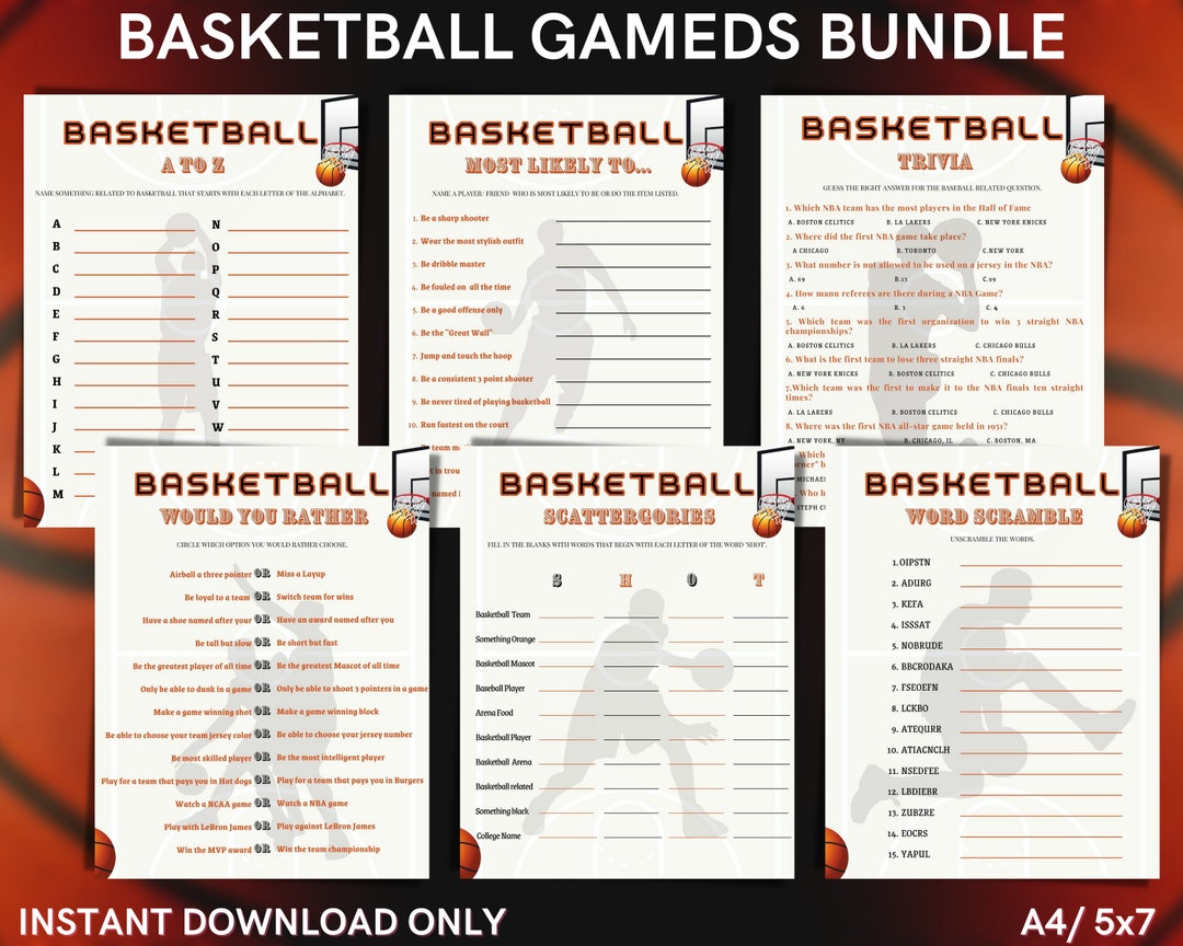 Basketball Party Games Bundle for a Birthday or Sports Team Fun