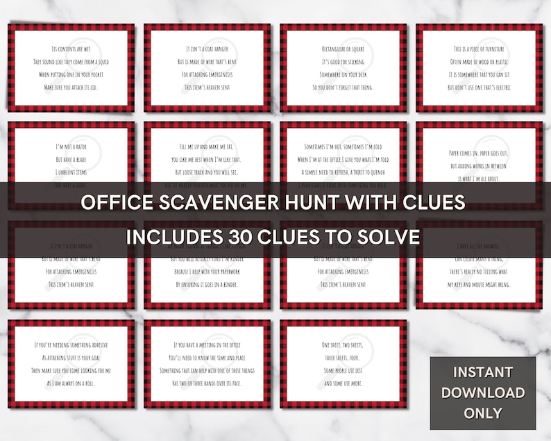 Office Scavenger Hunt Game With Clues Use for Holiday Party Etsy India