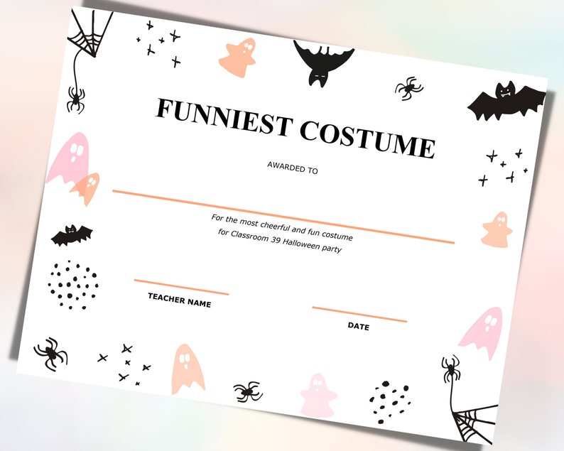 Halloween Costume Contest Award & Voting Card for Party at Home, Work