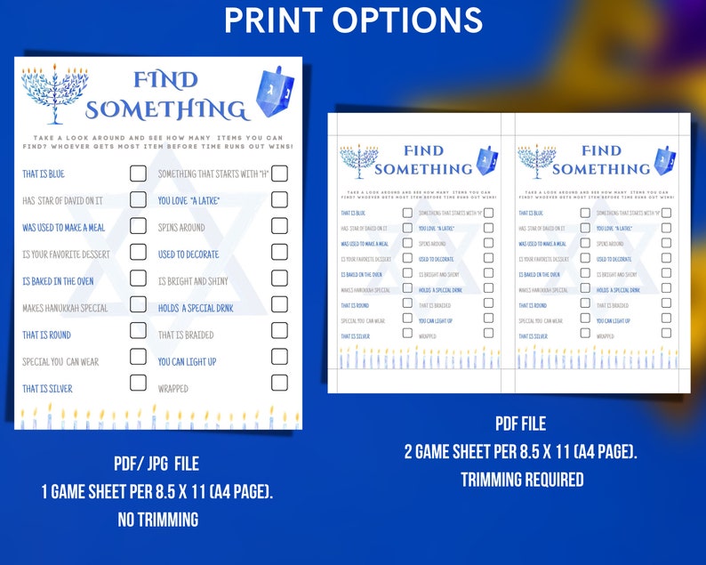 Hanukkah / Chanukah Find Something Game for a Fun Activity Etsy