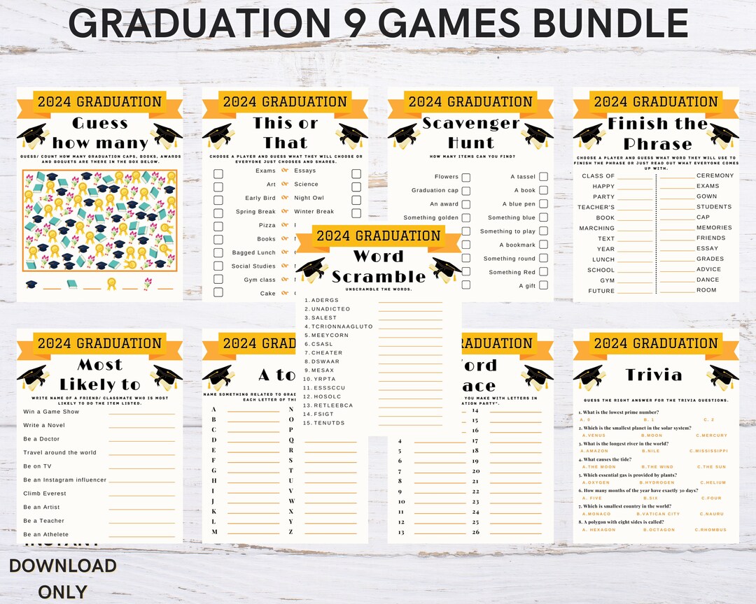 Graduation Games Printable for Fun Party Activity to Celebrate the ...