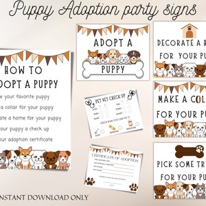 Welpen Adoption Party Zeichen für Kinder Dog Love Birthday - Hund / Fell Baby Adoption Party druckbar - Adopt a Pet party - INSTANT DOWNLOAD ONLY