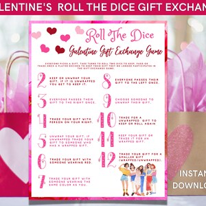 Galentine's Party Würfelspiel Geschenkbörse für Valentinstag Spaß mit Freundinnen - Valentinstag Geschenkbörse Spiel - INSTANT DOWNLOAD