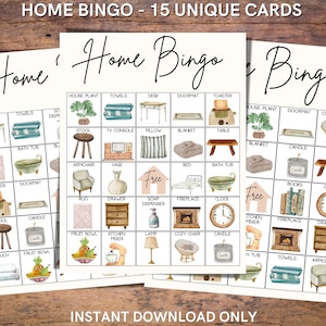 Home Bingo / Schnitzeljagd-Spiel zur Hauseinweihung / neue Hausparty-Aktivität - 15 Bingoblätter und Visitenkarten - SOFORTIGER DOWNLOAD