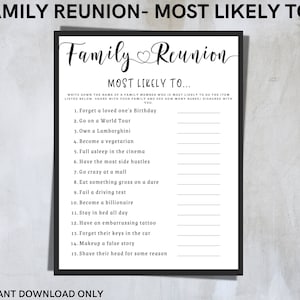 Family Reunion Game: Most Likely To, Fun Activity (Instant Download)