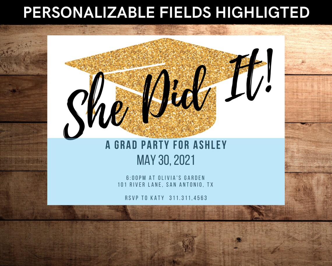 She did it Graduation party invite for her Use for | Etsy
