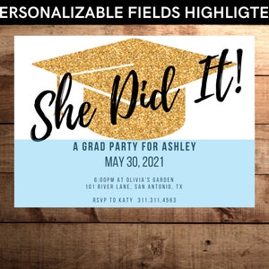 She did it Graduation party invite for her Use for | Etsy