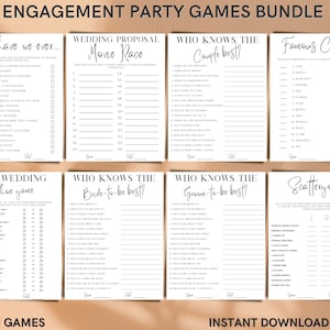 Engagement party games bundle for a Save the date or rehearsal dinner celebration - Use for Couples Shower party activity- INSTANT DOWNLOAD