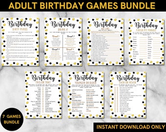 Black & Gold Adult Birthday Party Games Bundle (Instant Download)