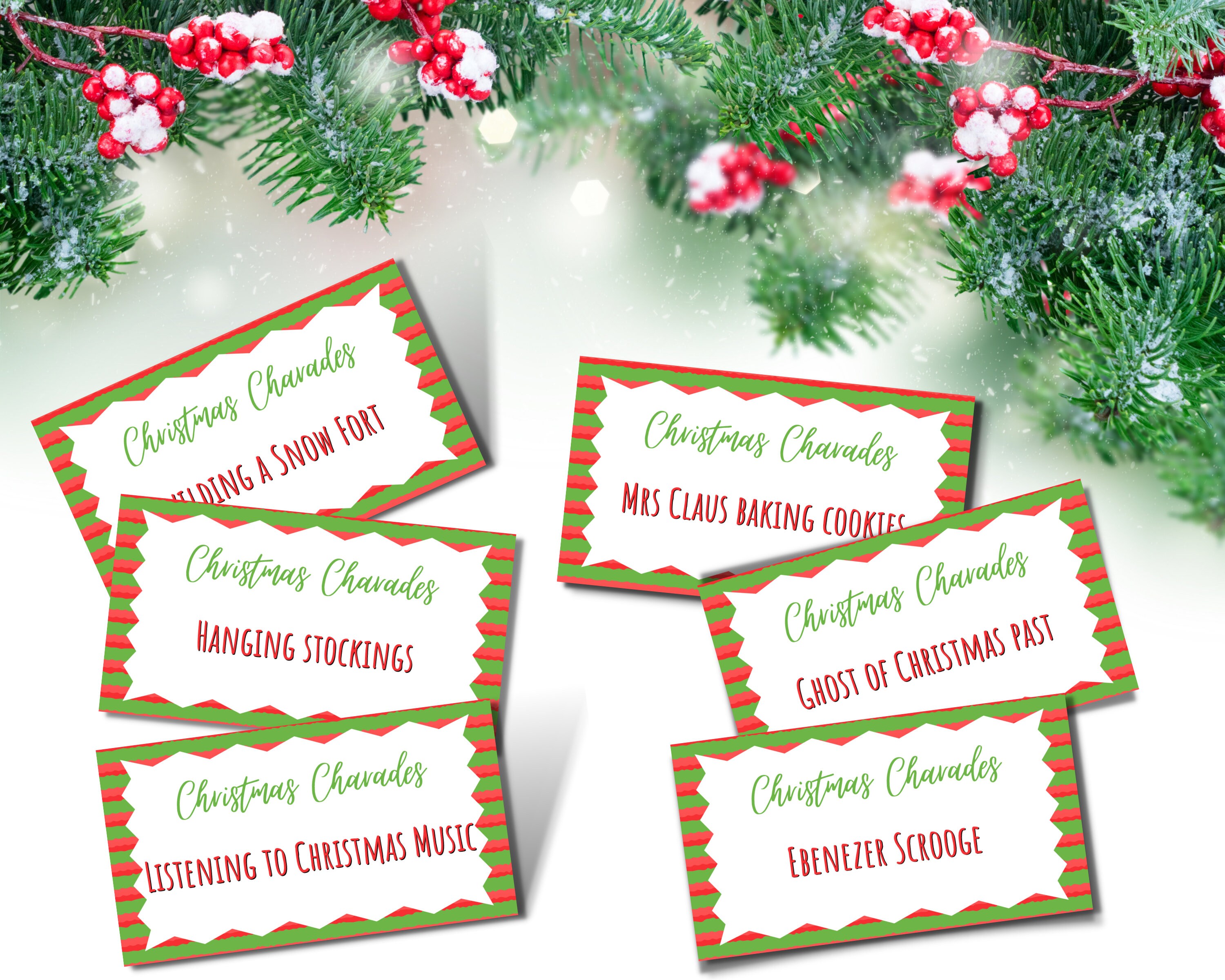 Christmas Charades Game Cards Printable for Fun Holiday Activity With ...