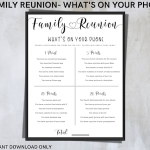 Family reunion what&#39;s on your phone game for fun activity -Use for family gathering or get together -A4 size printable - INSTANT DOWNLOAD