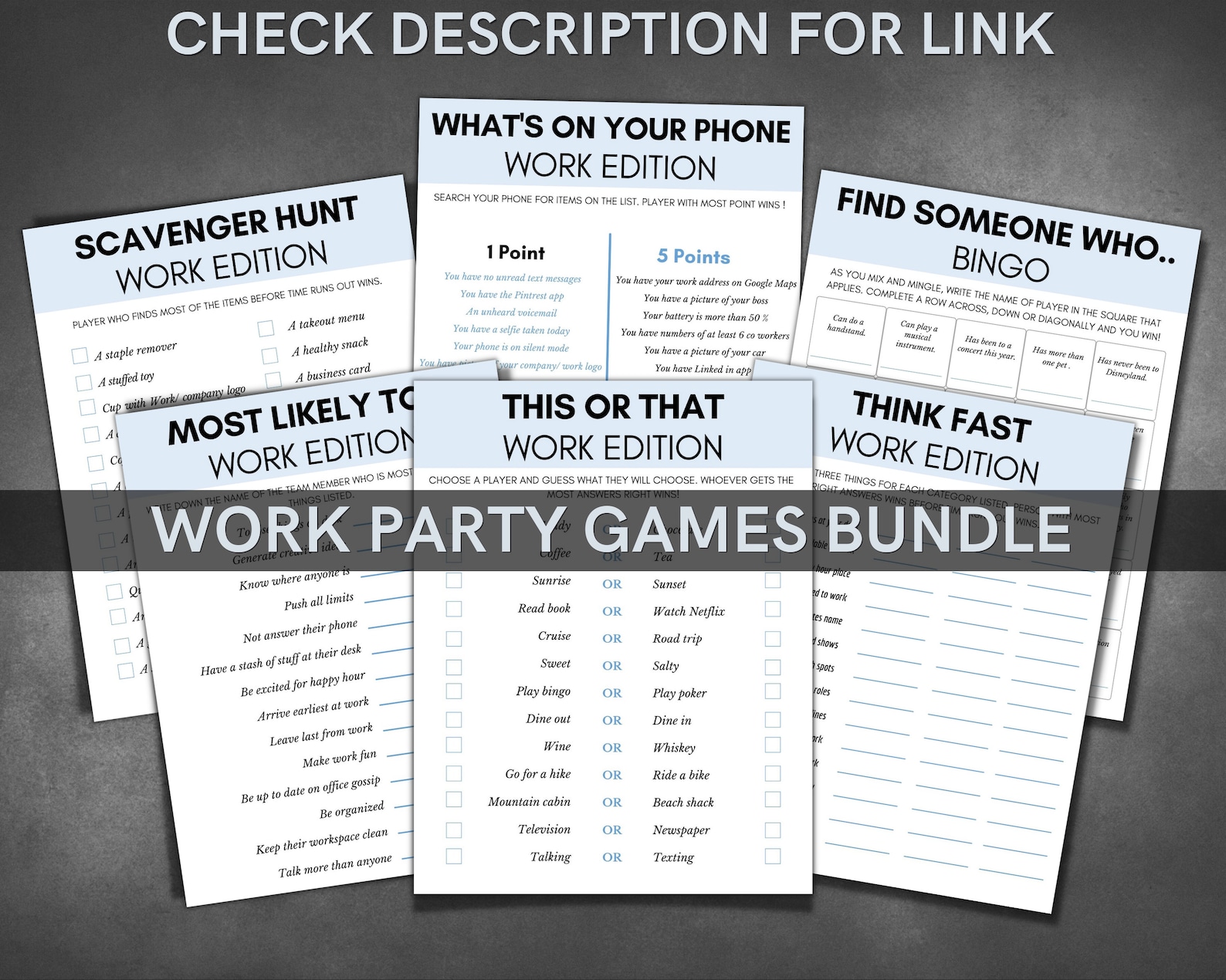 Office Charades Game Cards for Fun Work Team or Retirement Etsy