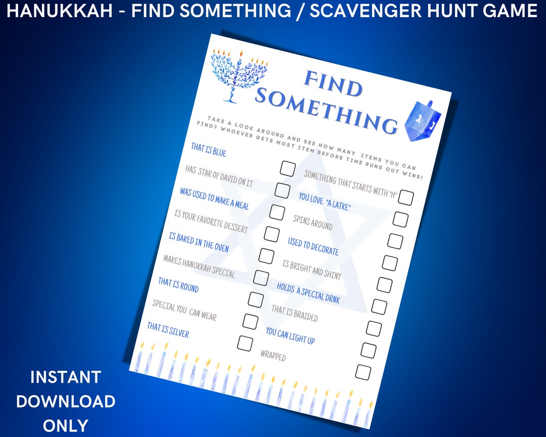 Hanukkah / Chanukah Find Something Game for a Fun Activity Etsy
