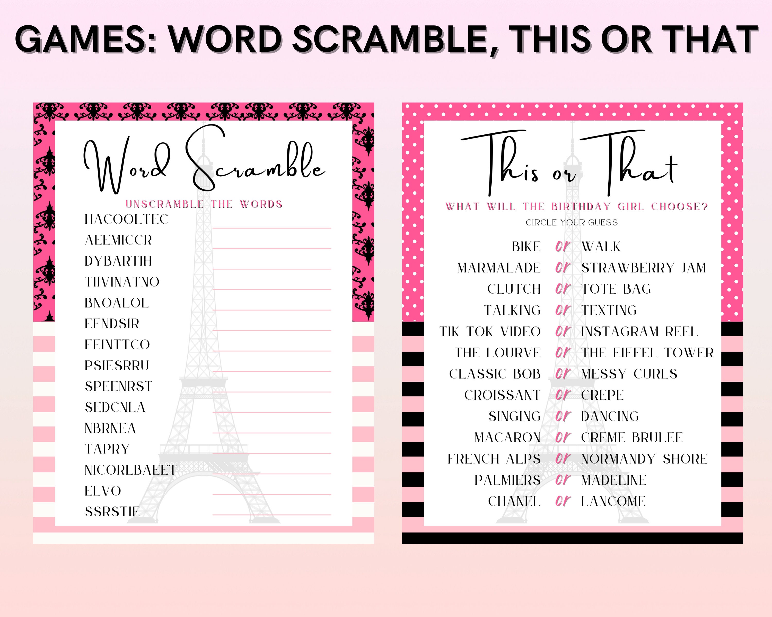 What is Your French Name Printable Game Paris Themed Party 