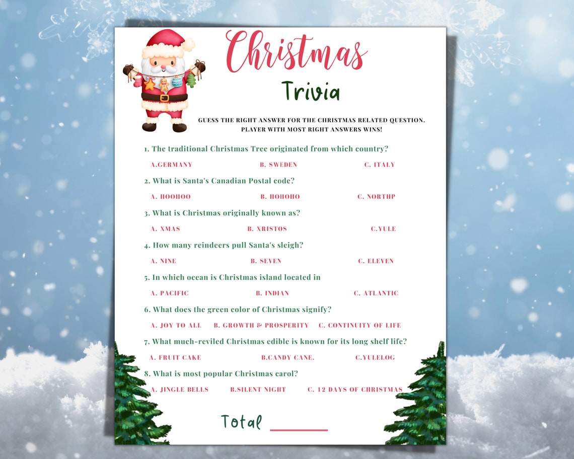 Kids Christmas Trivia Game Printable Use for Holiday Fun at - Etsy