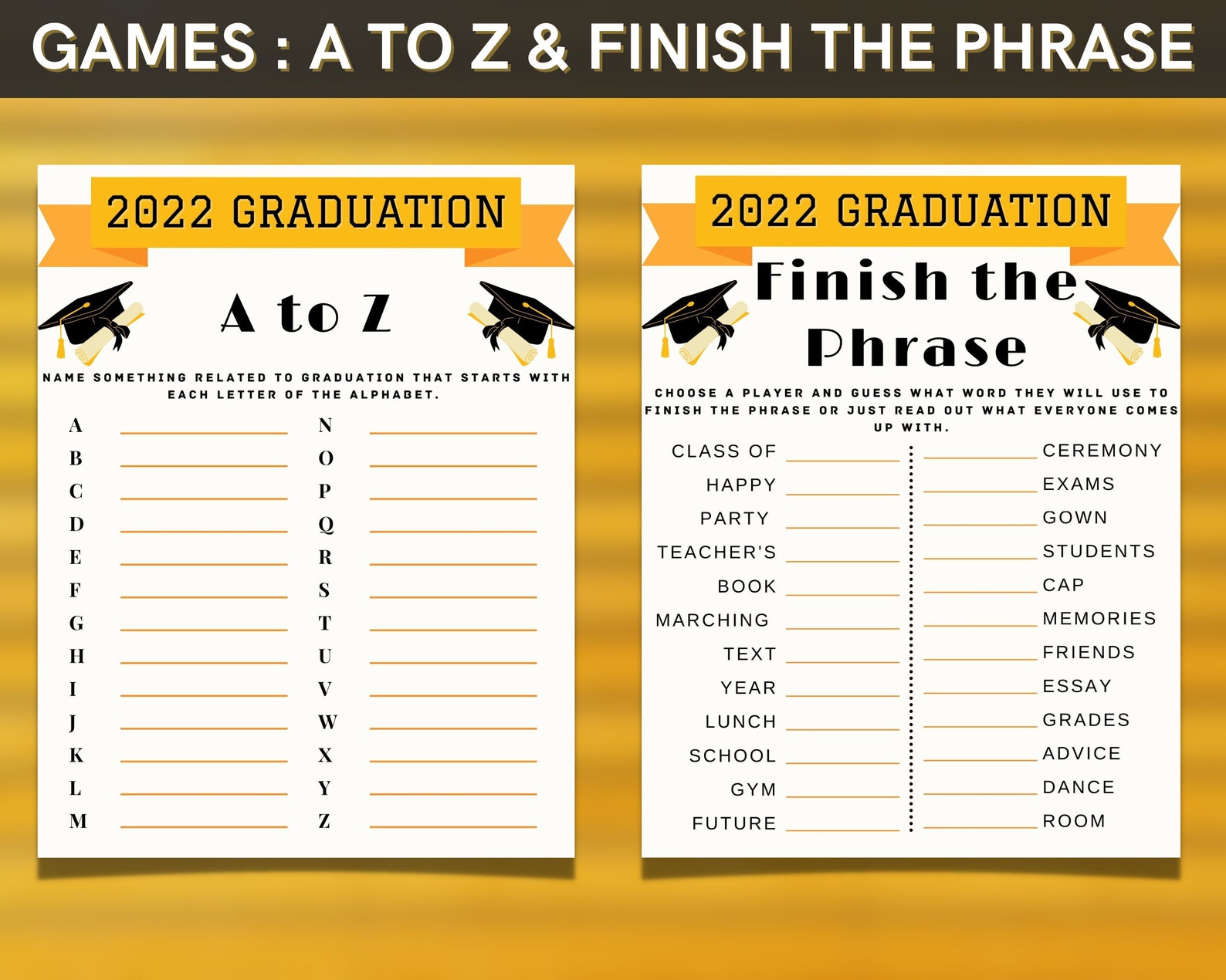 Graduation Games Printable for Fun Party Activity to Celebrate - Etsy