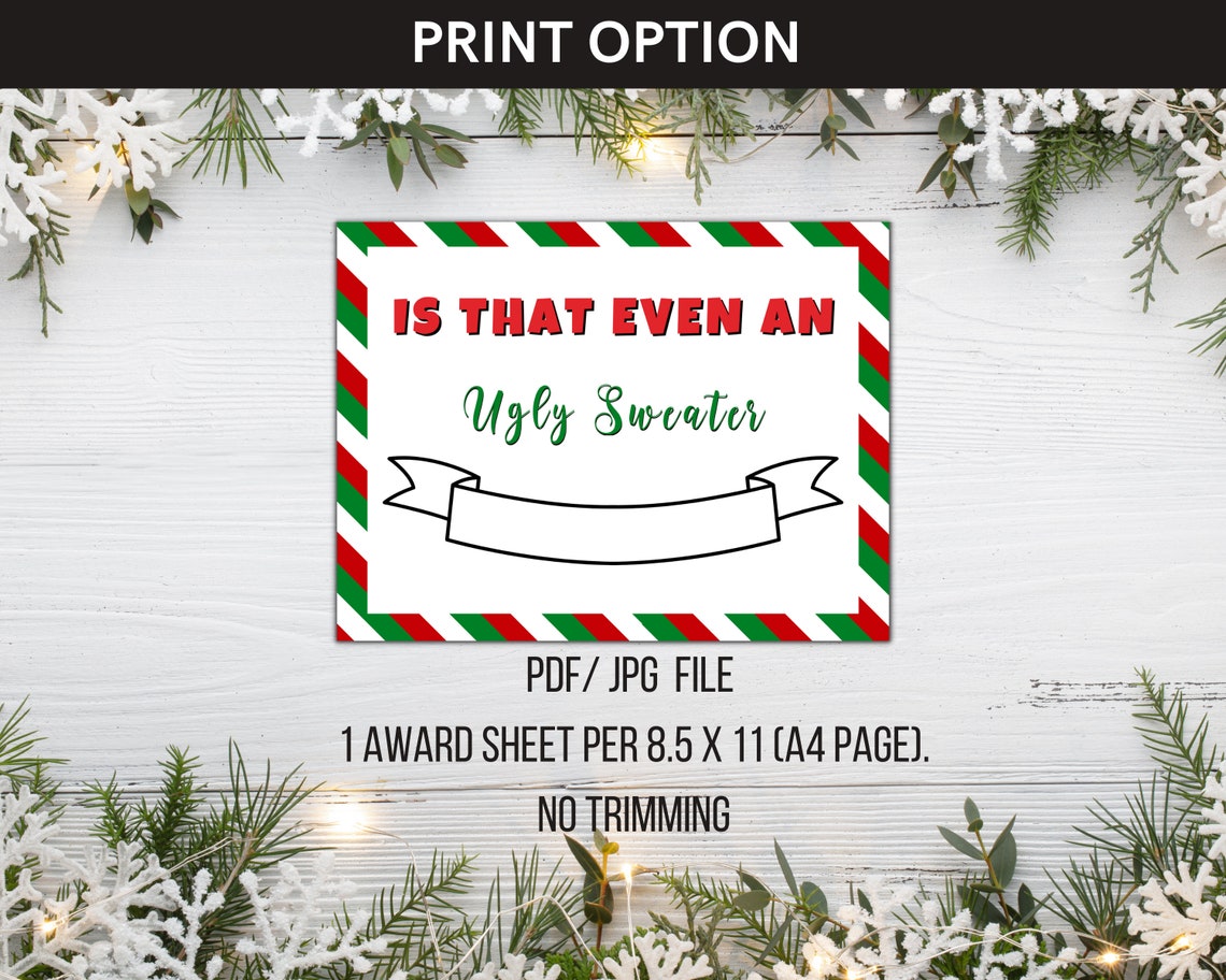 Ugly Sweater Party Awards Printable Bundle Use for Christmas | Etsy