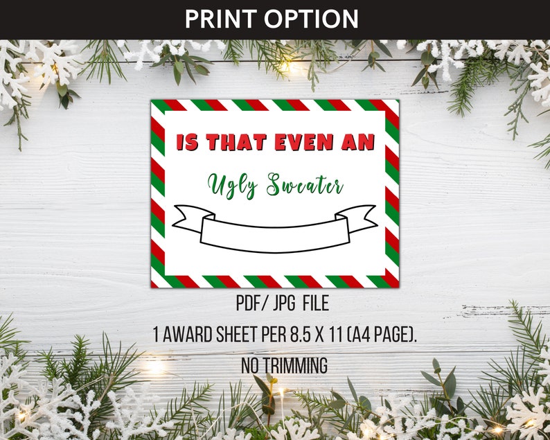 Ugly Sweater Party Awards Printable Bundle Use for Christmas | Etsy