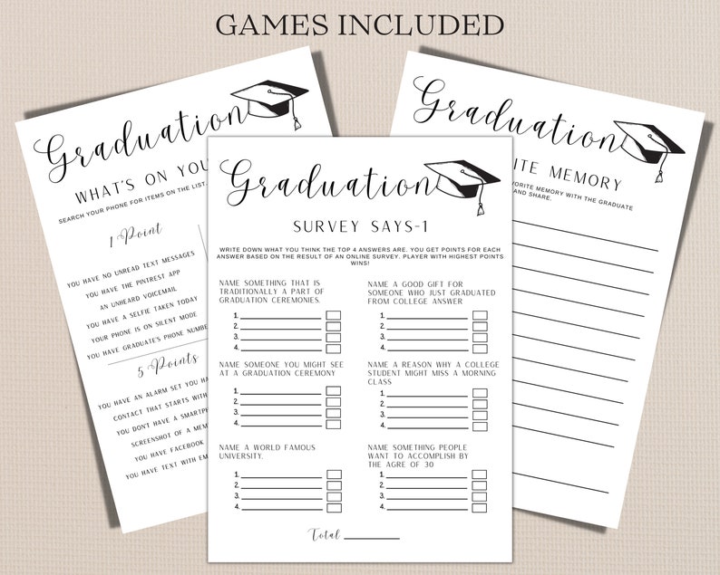 Graduation Party Games Mega Bundle: Minimalist Fun (instant Download ...