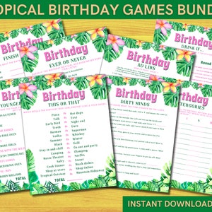 Fun Tropical/ Luau/ Hawaiian Birthday Party Games bundle - Includes 8 fun games printable -INSTANT DOWNLOAD