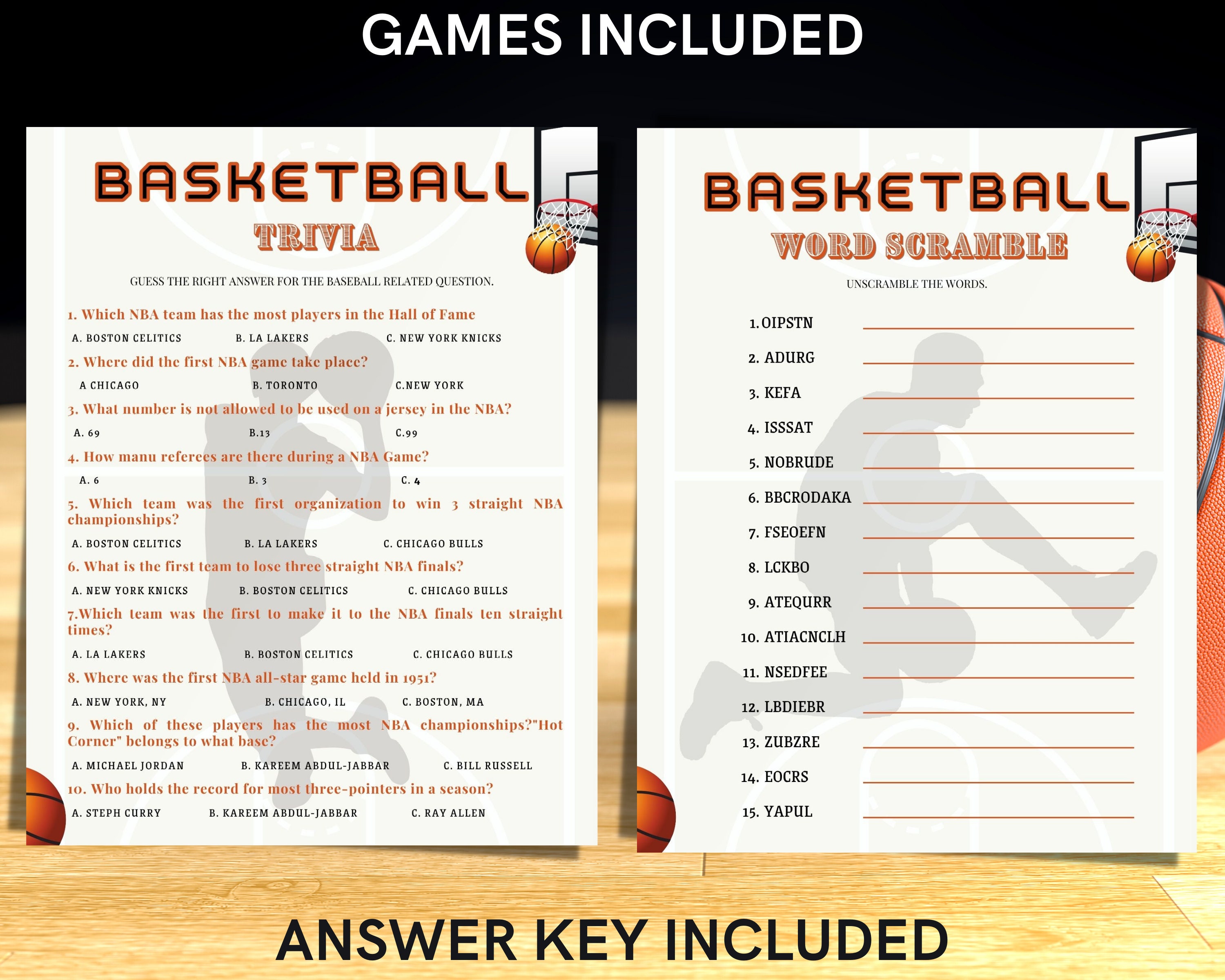 Basketball Party Games Bundle for a Birthday or Sports Team Etsy