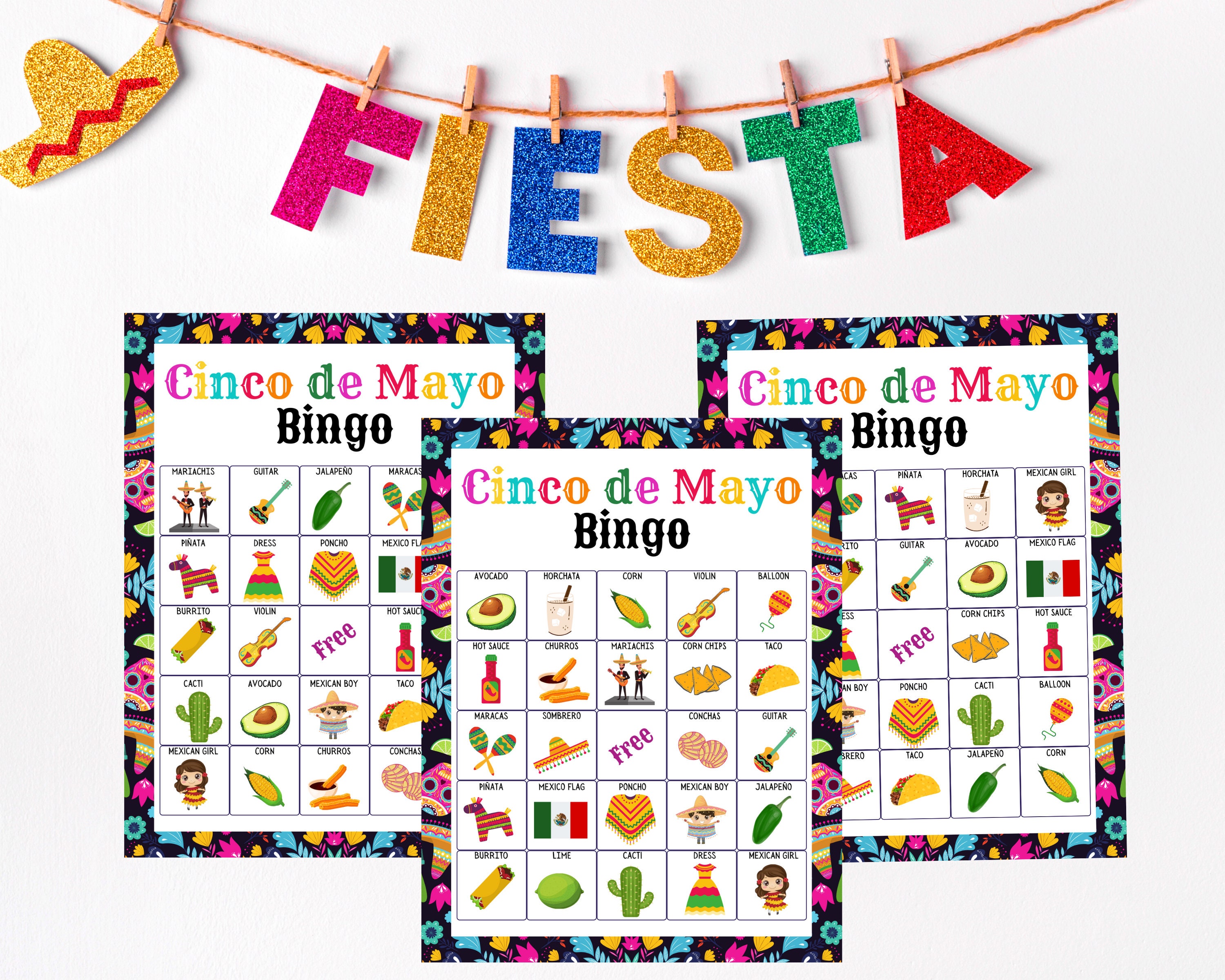 Cinco De Mayo Bingo Cards for a Fun Activity With Kids Family - Etsy