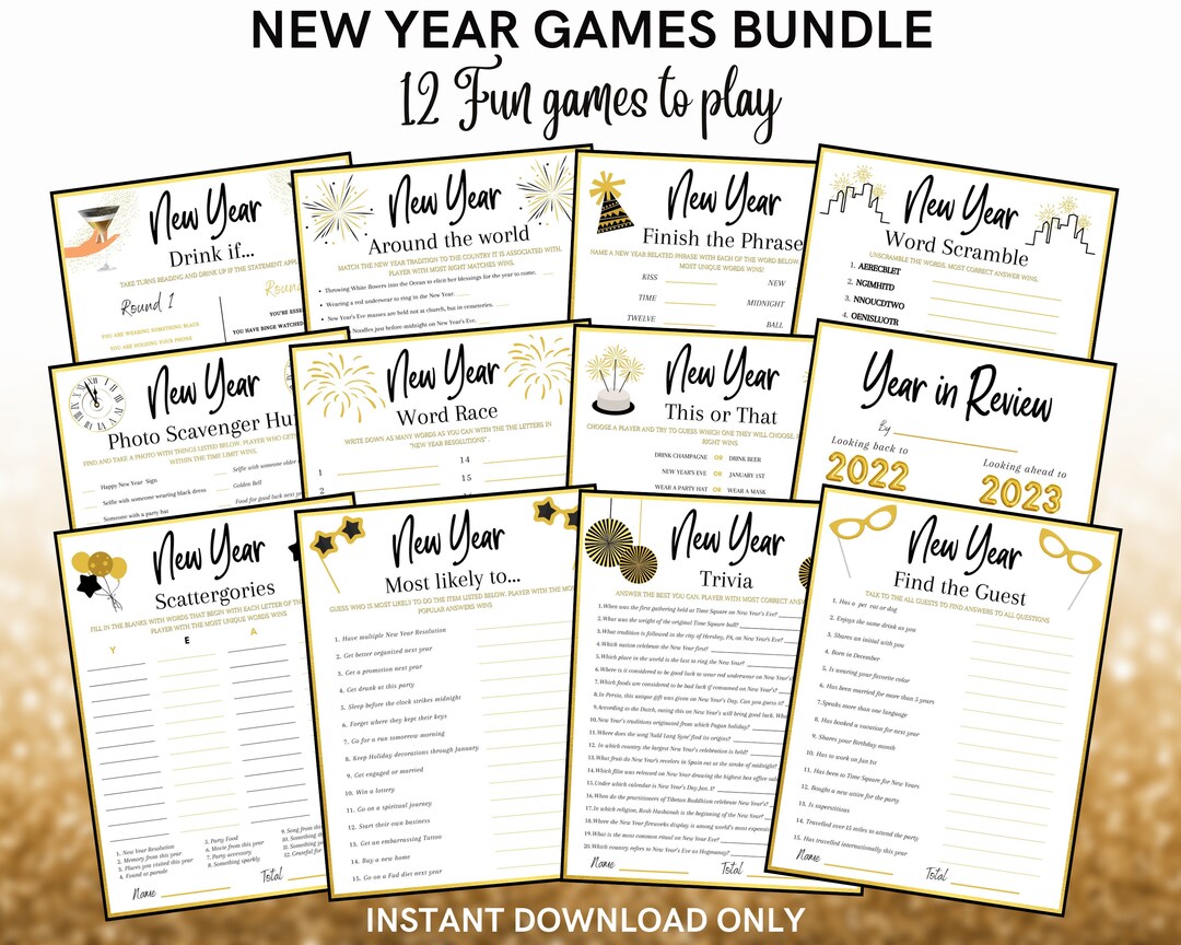 Adult New Years Party Games Bundle for Fun Activities - 12 Fun Games to ...