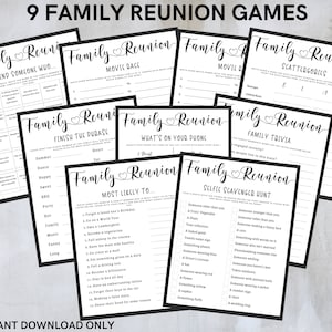 Family reunion games bundle for fun activity - Use for family gathering, reunion or - 9 games included - INSTANT DOWNLOAD