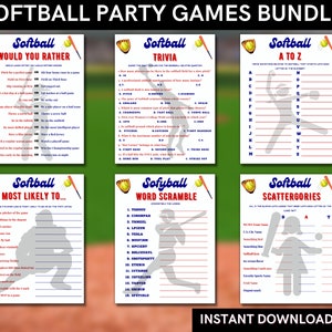 Softball Party Games Bundle: Fun Team Activity (Instant Download)
