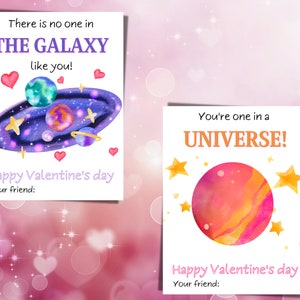 Space Valentine's Day Cards for Kids- Use for Classroom/ Daycare ...