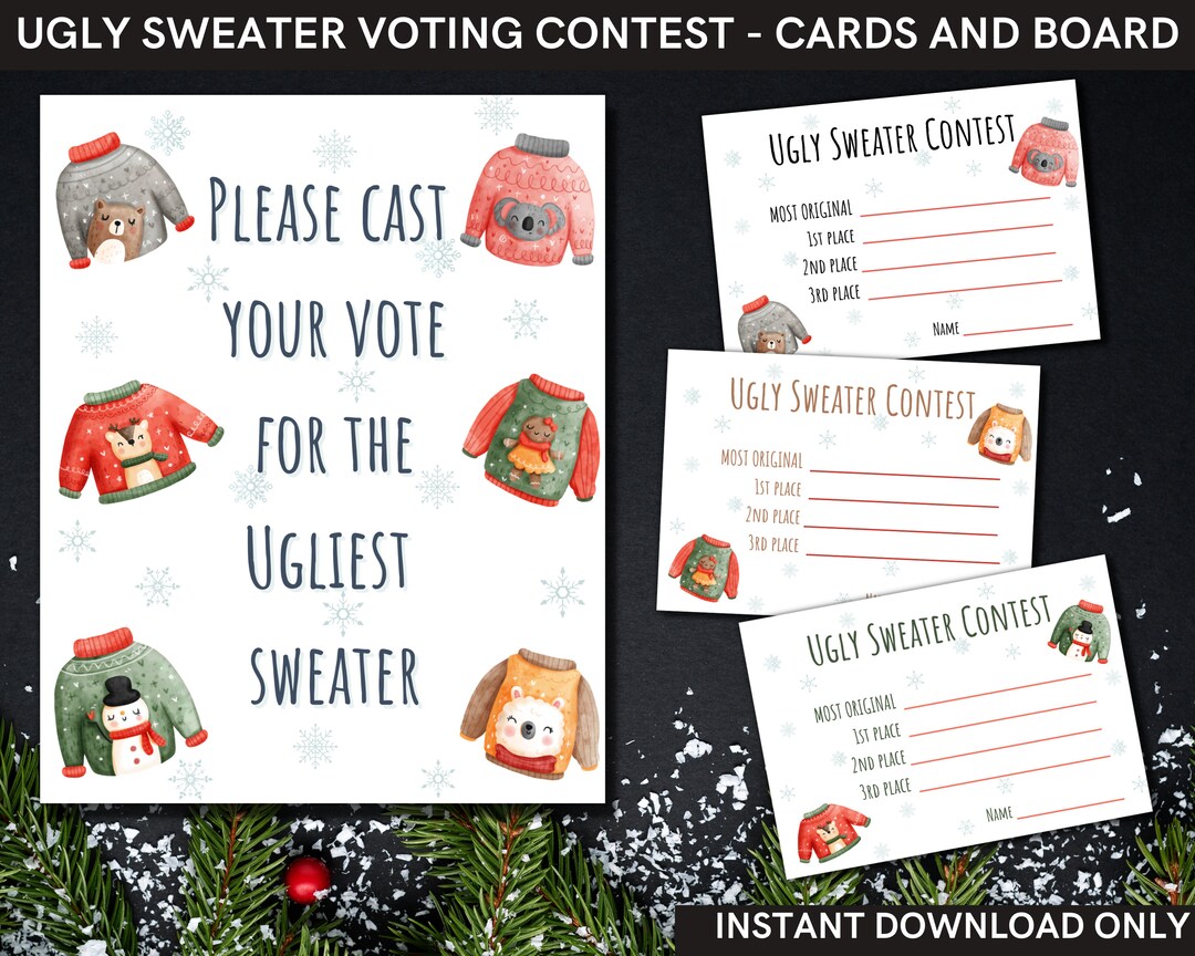 Ugly Sweater Contest Voting Cards and Sign (instant Download) - Etsy