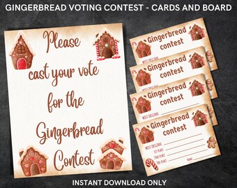 Christmas Party Gingerbread Decorating Contest Gingerbread Voting Cards ...