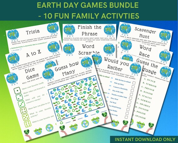 Earth day games bundle for fun activity with friends & family