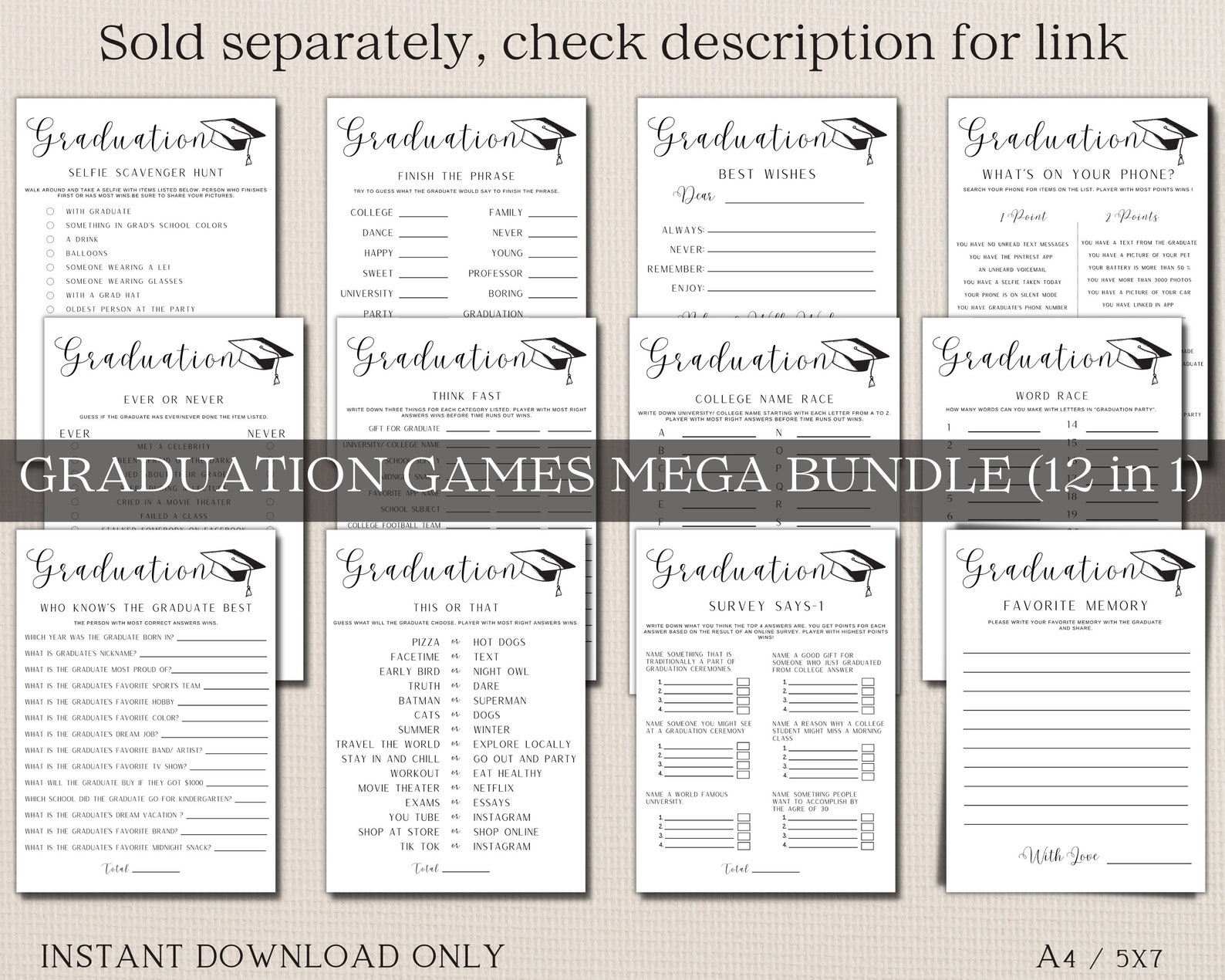 Modern/ Minimalist Graduation Party Survey Says Game - Simple Grad ...