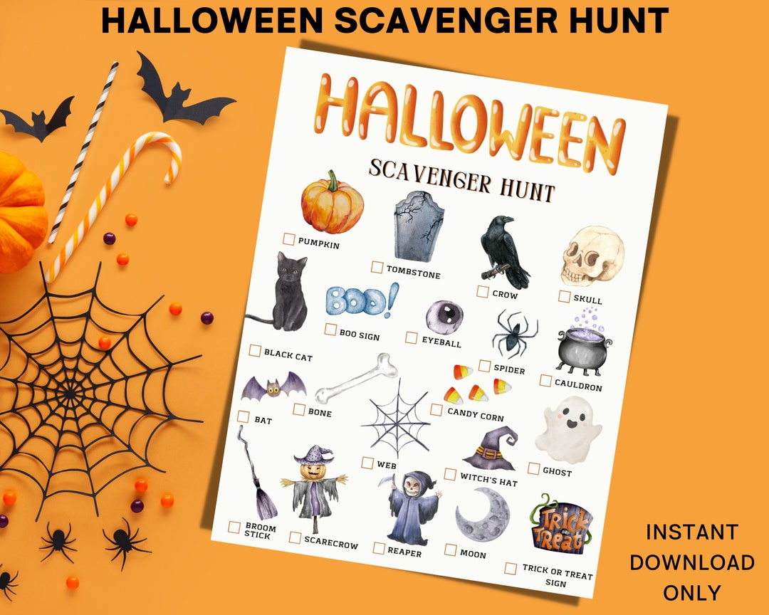 Halloween Scavenger Hunt Game Printable for Kids - Picture or Outdoor ...