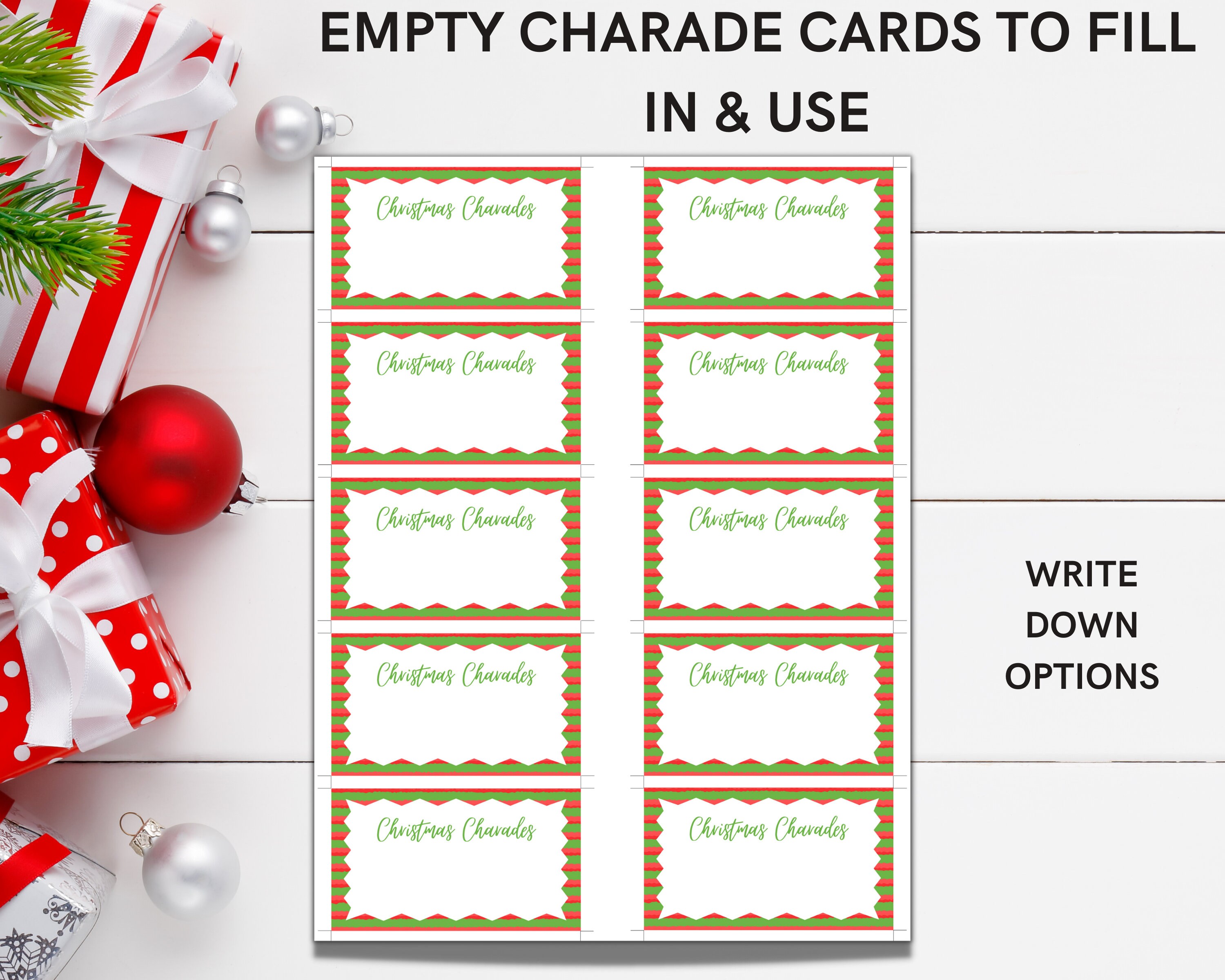 Christmas Charades Game Cards Printable for Fun Holiday Activity With ...