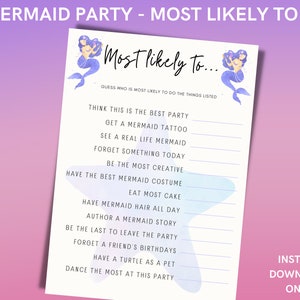 Mermaid Party Game: Most Likely To (Digital Download)