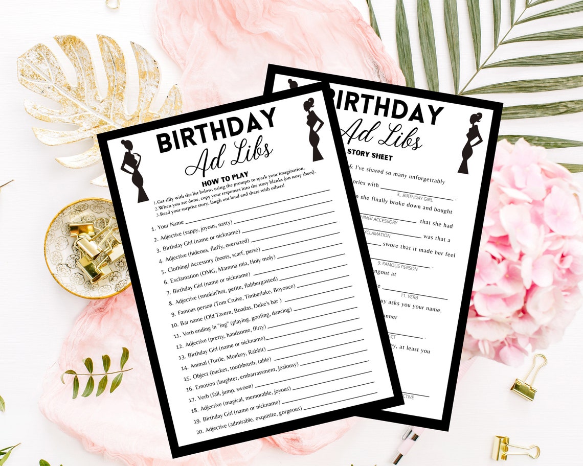 Adult Birthday Ad Libs Game Printable for Funny Story for Etsy