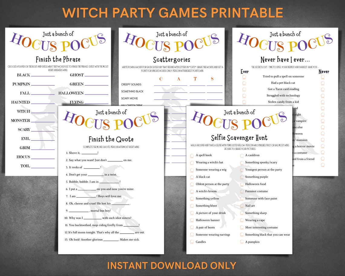 Witch Party Games Bundle for Fun Halloween Activity Use for Etsy