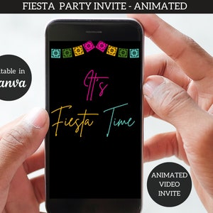 Bearbeitbare Fiesta oder mexikanische Party animierte Einladung- Verwenden Sie für Cino de Mayo oder Dia de los muertos -Ideal für Handy/Text-Sharing-DIGITAL DOWNLOAD
